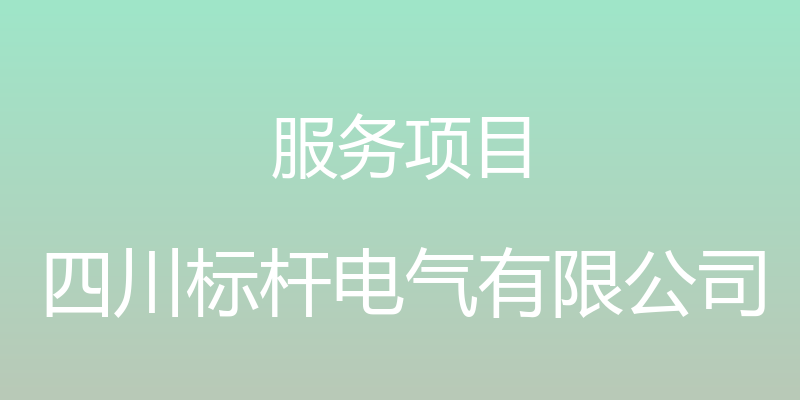 服务项目 - 四川标杆电气有限公司