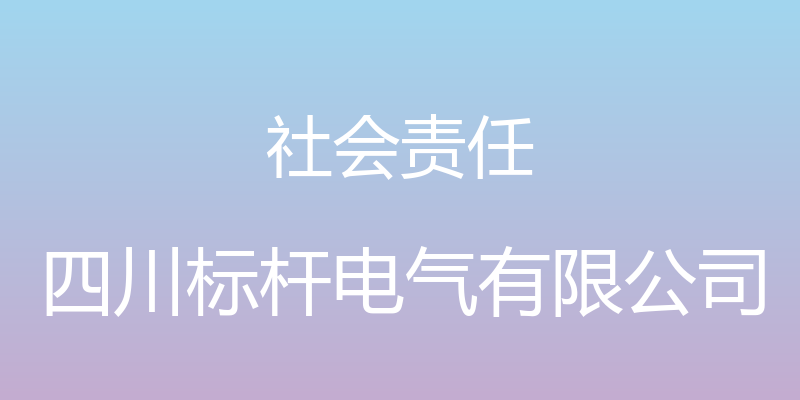 社会责任 - 四川标杆电气有限公司